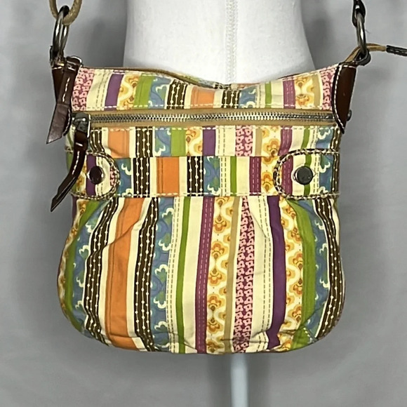 Fossil Striped Adjustable Strap Canvas & Leather Bag - Picture 3 of 11